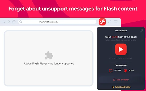 Flash Player Enable – Mainkan Game Flash & Konten SWF di Chrome - Screenshot 1