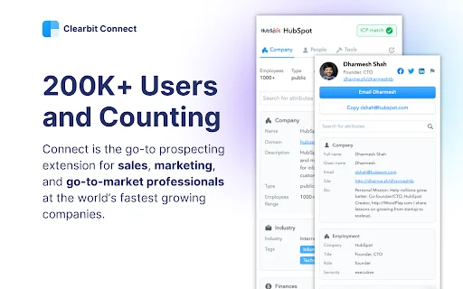Clearbit Connect: Temukan Email B2B Terverifikasi Secara Gratis - Screenshot 1