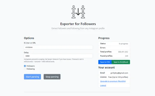 Exporter for Followers: Ekspor Data Instagram ke Excel & CSV - Screenshot 1