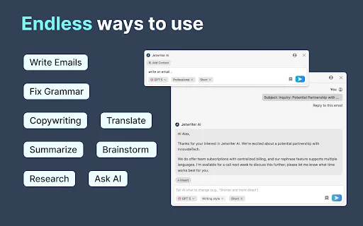 Jetwriter AI: Asisten Menulis Email & Chat Cerdas Gratis - Screenshot 2